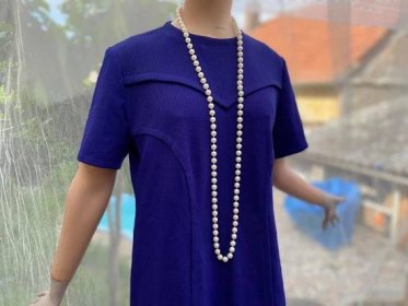 Vintage modré dámské šaty 60 léta - Starožitnosti a umění