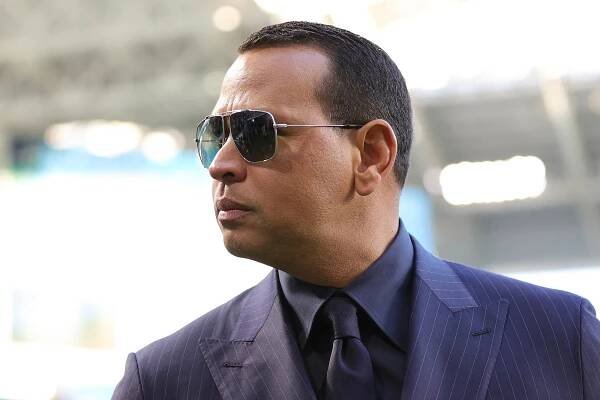 Alex Rodriguez attends the 2020 Super Bowl in Miami.