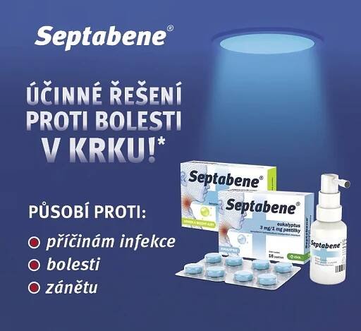 Septabene – účinné řešení proti bolesti v krku! Působí proti bakteriím i virům, bolesti, zánětu.