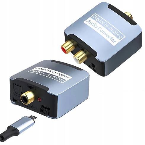 KONVERTOR PŘEPÍNAČ DAC OPTICKÝ ADAPTÉR COAXIAL TOSLINK PRO 2x RCA CINCH