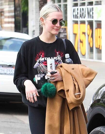 Ashlee Simpson rocks a Metallica sweat shirt while leaving the gym Studio City