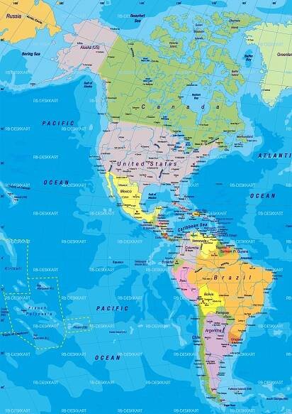 Mapa de el continente americano con nombres - Imagui