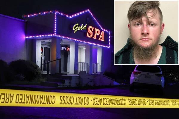 Crime scene tape surrounds Gold Spa after deadly shootings allegedly carried out by Robert Aaron Long