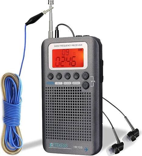 Retekess TR105 Air Band Radio Receiver Přenosný FM AM SW VHF Full Band Radio CB