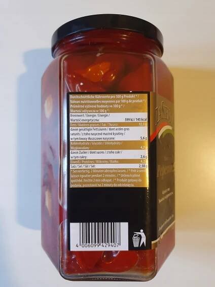 Pikantní feferonky se sýrem La Sienna 1550 g Antipasti Kód výrobce 4006099429407