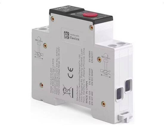 Wifi relé stykač na DIN lištu eWeLink s měřením spotřeby - 63A, měření kWh, W, A, V | dratek.cz