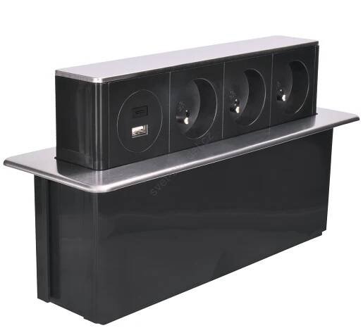 Zásuvkový sloupek pro desku stolu 3x230V + USB-A + USB-C
