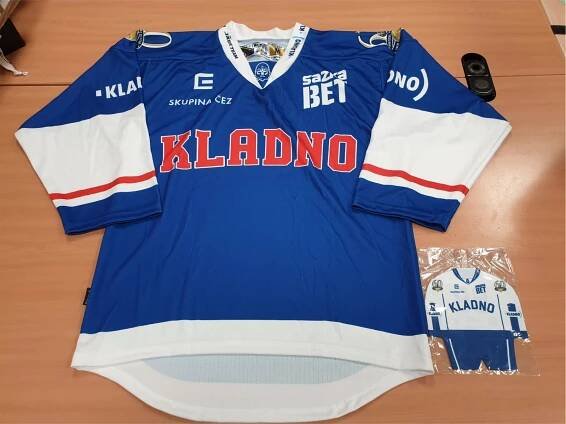 0192 Dres RYTÍŘI KLADNO replika 1959 modrý JJ68 vel.M + minidres - Vybavení pro kolektivní sporty