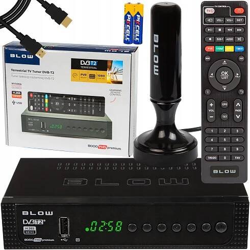 TUNER DEKODÉR DVB-T2 POZEMNÍ TV H.265 HEVC PREMIUM PILOT + AKTIVNÍ ANTÉNA