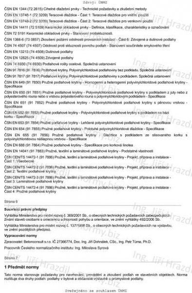 ČSN 74 4505 (744505) - Podlahy - Společná ustanovení - červenec 2008 - Technické normy - Ing. Jiří Hrazdil