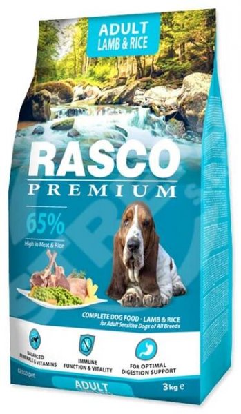 Krmivo Rasco Premium Adult jehněčí s rýží 3kg | strefa.cz