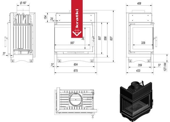 KRATKI MAJA 8kW BS LEVÁ Fi 150mm krbová vložka