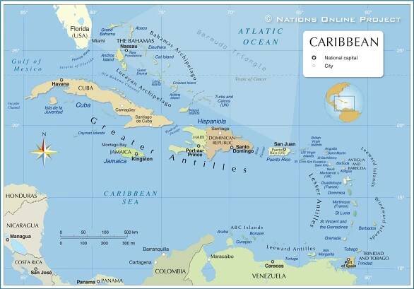 Map of the Caribbean