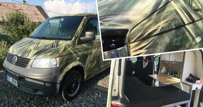 Přestavba a kamufláž VW T5 - z dodávky obytné auto - Nomádem.cz