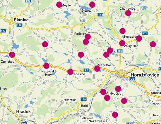 mapa knihoven