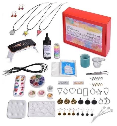 Dárková startovací sada na výrobu šperků z UV pryskyřice - Resin Studio
