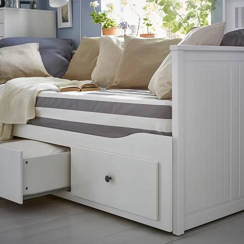 HEMNES Nábytek do ložnice, sada 3 kusů - bílé mořidlo 80x200 cm