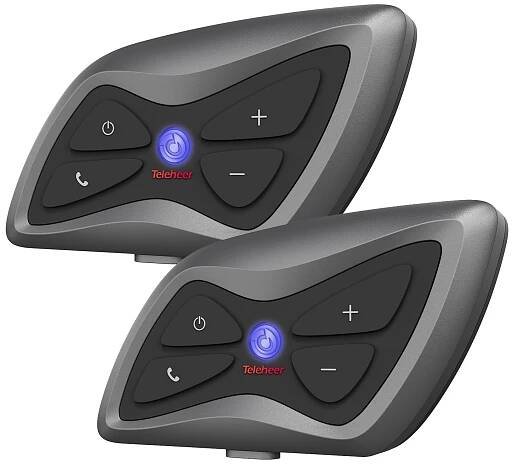 Teleheer T6 Plus Motorcycle Helmet Intercom 1500M Range BT5.1 Hands-free Interphone Full Duplex IP65 Waterproof Dustproof