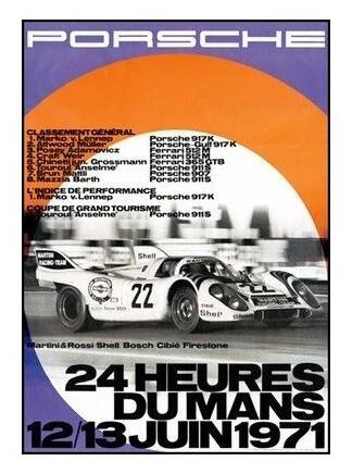 Plakát Porsche Le Mans 1971, 70x50 cm