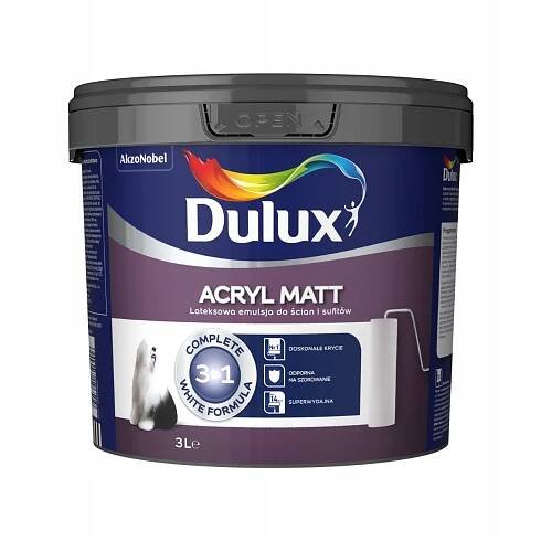 Dulux Acryl Matt biela farba na steny a stropy 3L