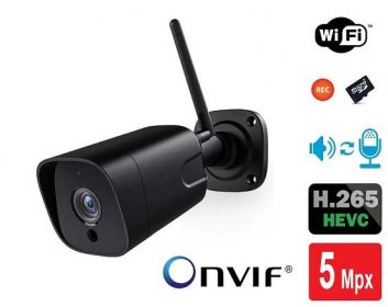 Venkovní Wi-Fi IP kamera s přenosem zvuku 5.0Mpx H.265 ONVIF slot na SD karty pro záznam AUDIO
