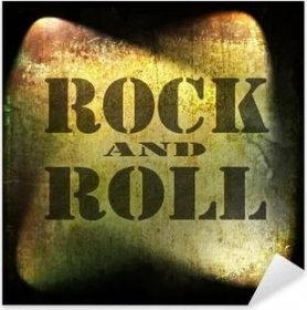 Nálepka Pixerstick Rock and roll hudba, staré rezavé zeď na pozadí