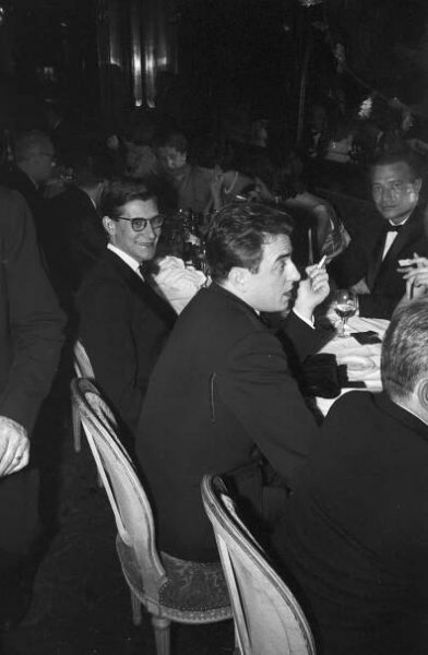 Yves Saint Laurent and Pierre Bergé at a party, Maxim's restaurant, Paris, November 28, 1958. Photograph by Jean Tesseyre., © Jean TESSEYRE/PARISMATCH/SCOOP