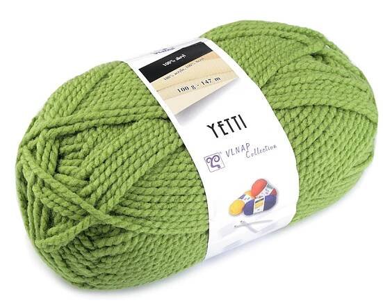 Pletací příze Yetti 100 g, střední, 19 (52420) zelená stepní (bal. 1)