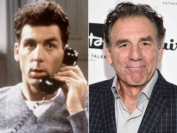 Michael Richards as Cosmo Kramer in 'Seinfeld'. ; Michael Richards at the Inaugural Los Angeles Fatherhood Lunch in 2015.