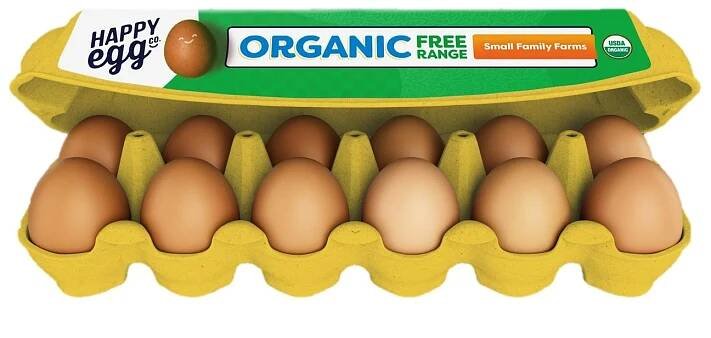 Happy Egg Organic Free Range Large Brown Eggs, 12 Count