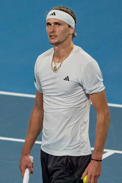 Alexander Zverev of Team Germany celebrates winning match point in their Group D match against Adrian Mannarino of Team France during day three of the 2024 United Cup