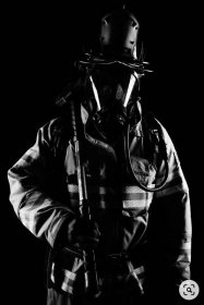 Black And White Firefighters Breathing Apparatus Wallpaper