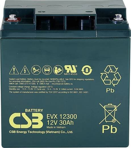 CSB Battery EVX 12300 EVX12300 olověný akumulátor 12 V 30 Ah olověný se skelným rounem (š x v x h) 166 x 175 x 125 mm šr