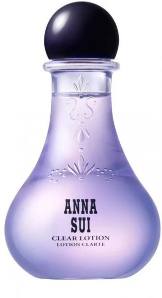 In a transparent violet, bulb-shaped container, floral design and Anna branding, a round cap on top