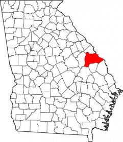 Map of Georgia highlighting Burke County