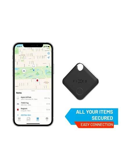 Smart tracker FIXED Tag s podporou Find My, černý