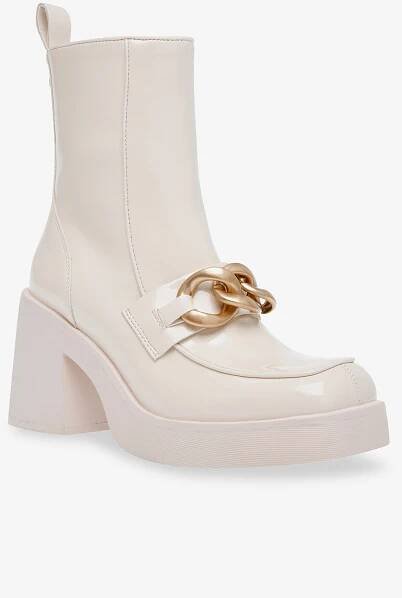 Steve Madden Krémové lesklé kotníkové boty na podpatku Steve Madden Blooms
