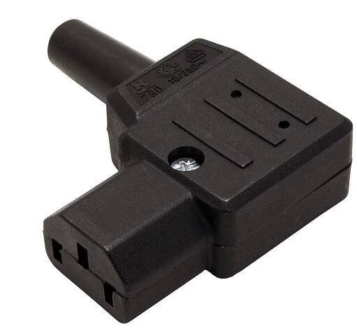 Konektor síťový IEC320 C13 samice, 250V/10A, lomený, na kabel (915.173)
