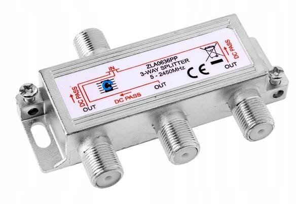 Anténní rozbočovač Cabletech 5-2450MHz 3x výstup, průchozí