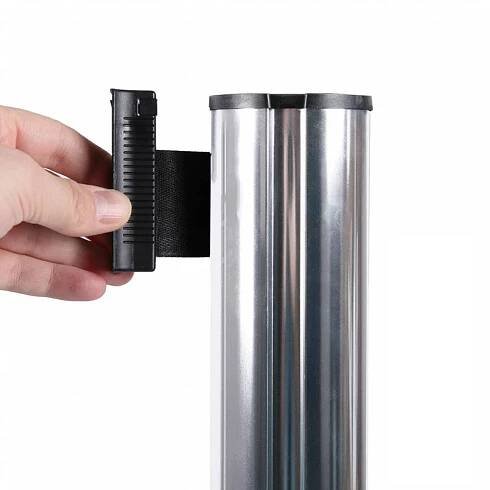 Výmezovací sloupek Premium stříbrný černá páska