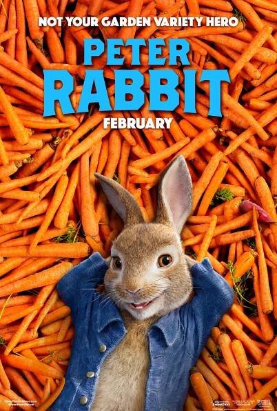 An image of the movie poster for the original Peter Rabbit movie which was released in 2018.