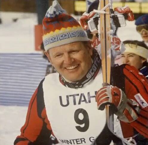This photograph of Alan Engen was used for the “Legends of Utah Skiing” event held at Alta in January of 1989.
