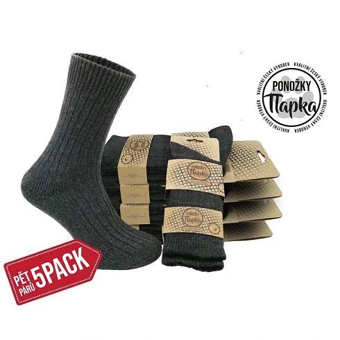 Ponožky z ovčí vlny Sibiřky šedé - 5pack - www.ponozky-tlapka.cz
