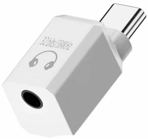 Mini audio redukce - 3,5 mm jack na USB-C - bílá