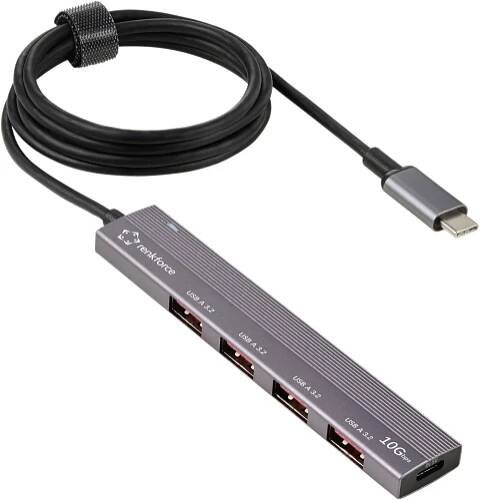 Renkforce RF-USBCH-200 1 + 4 porty Víceportový USB-C® rozbočovač (USB 3.2 Gen 1) s hliníkovým krytem vesmírná šedá