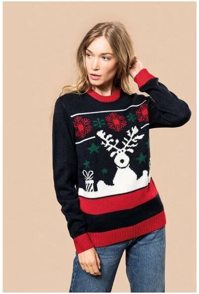Unisex vánoční svetr se sobem Snow - LevnýTextil.cz