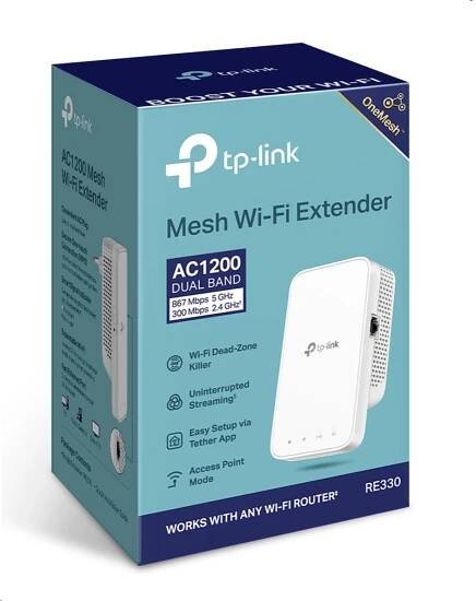 TP-Link RE330 OneMesh/EasyMesh WiFi5 Extender/Repeater (AC1200,2,4GHz/5GHz,1x100Mb/s LAN) | Alemat.cz 