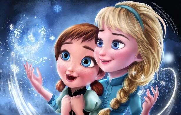 Young Elsa and Anna Dolls Poster