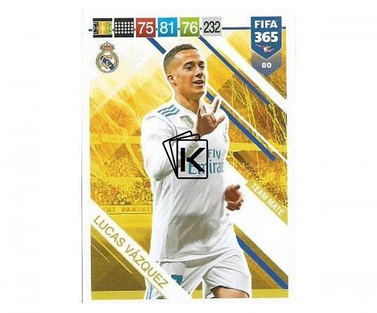 Fotbalová kartička Panini FIFA 365 – 2019 Team Mate 80 Lucas Vazquez Real Madrid CF