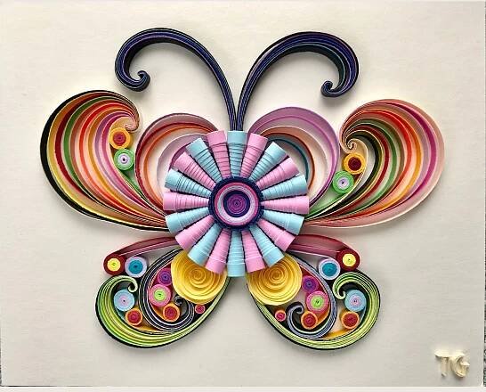 Butterfly With Flowers Design Paper Quilling Art - Bring Nature Into Your Home - Size 8''x10'' (A1)